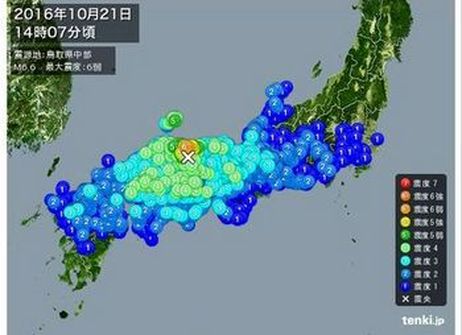 日本列島地震震度の地図